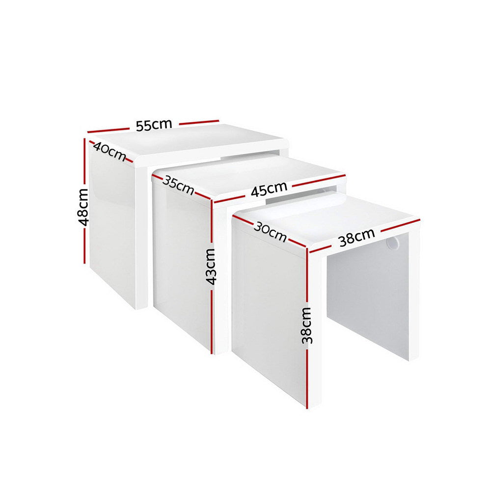 Cortex Nesting Coffee Tables – Glossy White – Set of 3