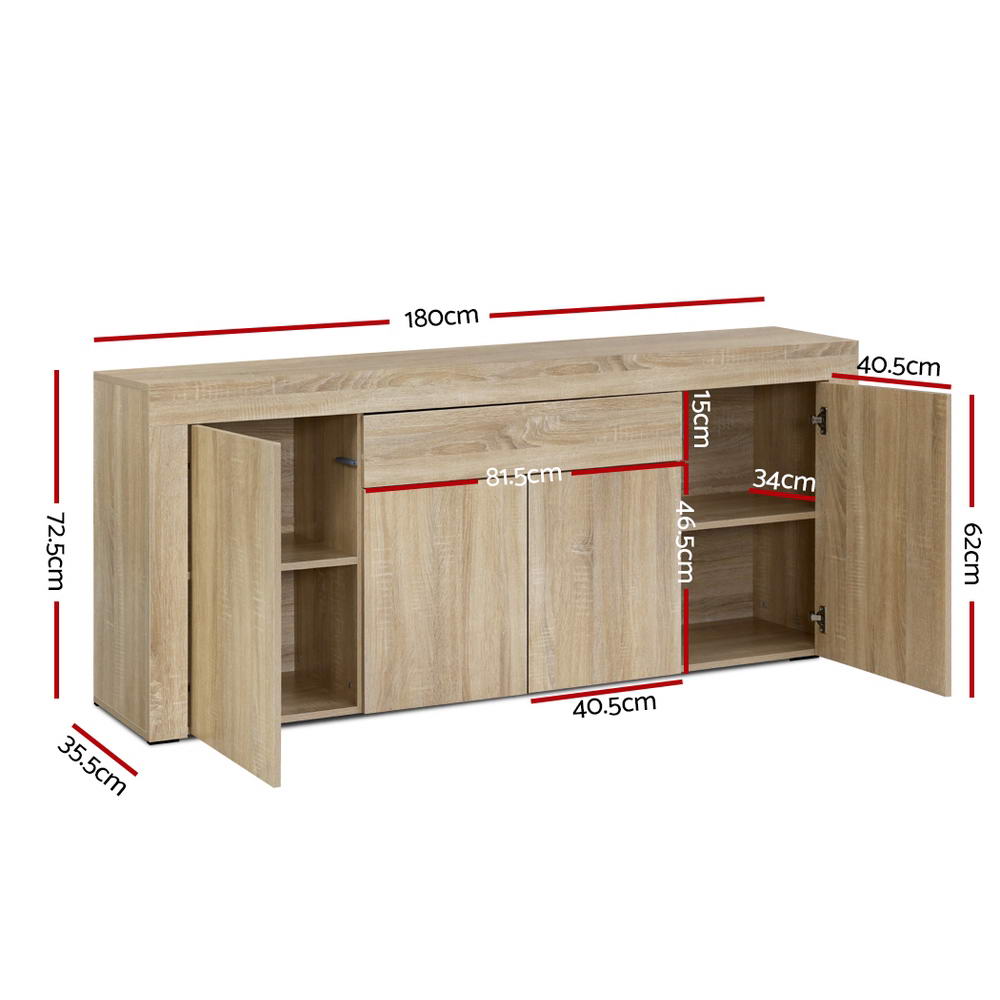 Callan Sideboard Buffet Cabinet – Oak Finish – 180 cm