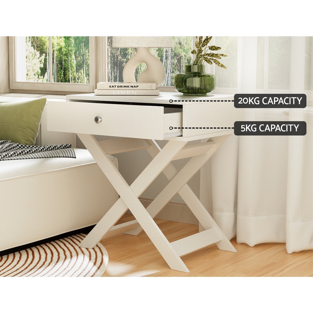 Qara Bedside Table – White – 55 cm