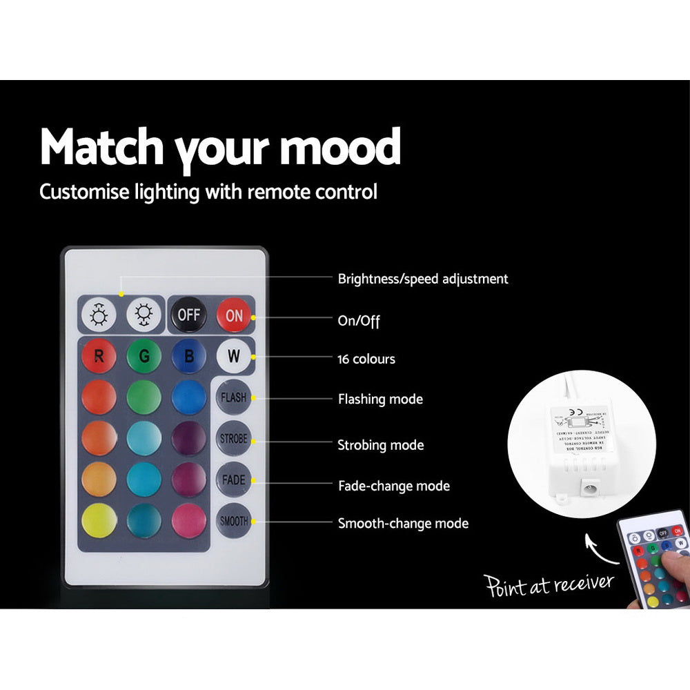 Remi LED Bedside Table – White – 2 Drawers