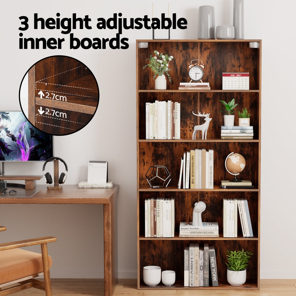 Alderon Bookshelf – Walnut – 5 Tiers