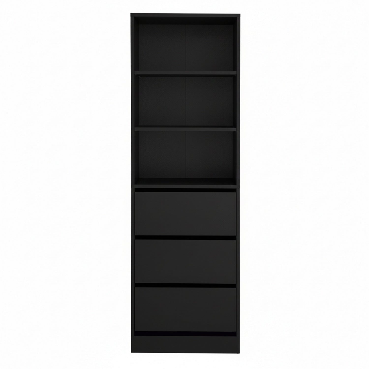 Arlo Tallboy with 3 Drawers and Shelves – Black – 160 cm