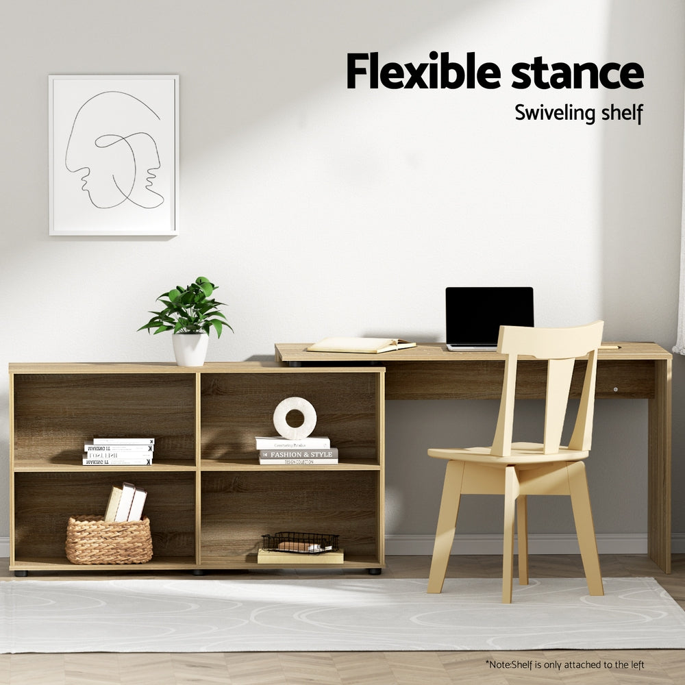 Alban Computer Desk with Bookshelf – Oak – 130 cm