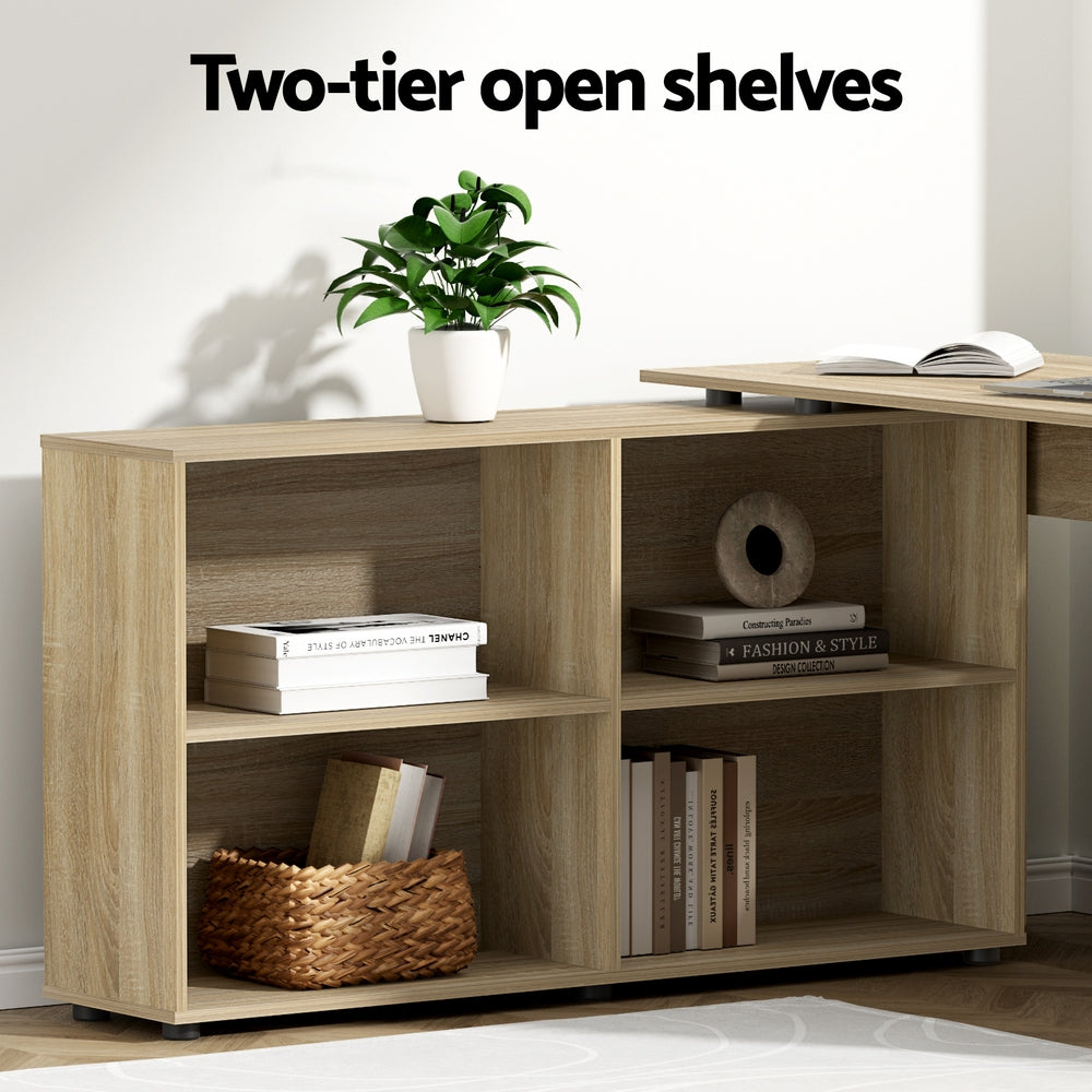 Alban Computer Desk with Bookshelf – Oak – 130 cm