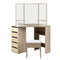 Corner Dressing Table Set – 5 Drawers, Oak with Stool