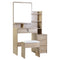 Dressing Table Set – 4 Drawers, Oak Finish with Stool