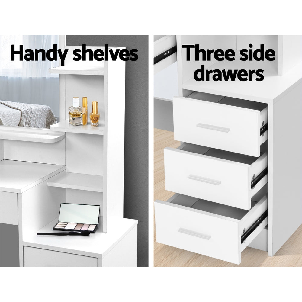 Selina Dressing Table & Stool Set – White – 4 Drawer