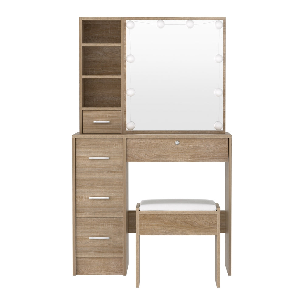 Celeste LED Dressing Table Set – Wood – 10 LED Bulbs