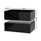 2 Drawers LED Bedside Table - Black