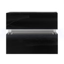 2 Drawers LED Bedside Table - Black