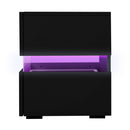 2 Drawers LED Bedside Table - Black