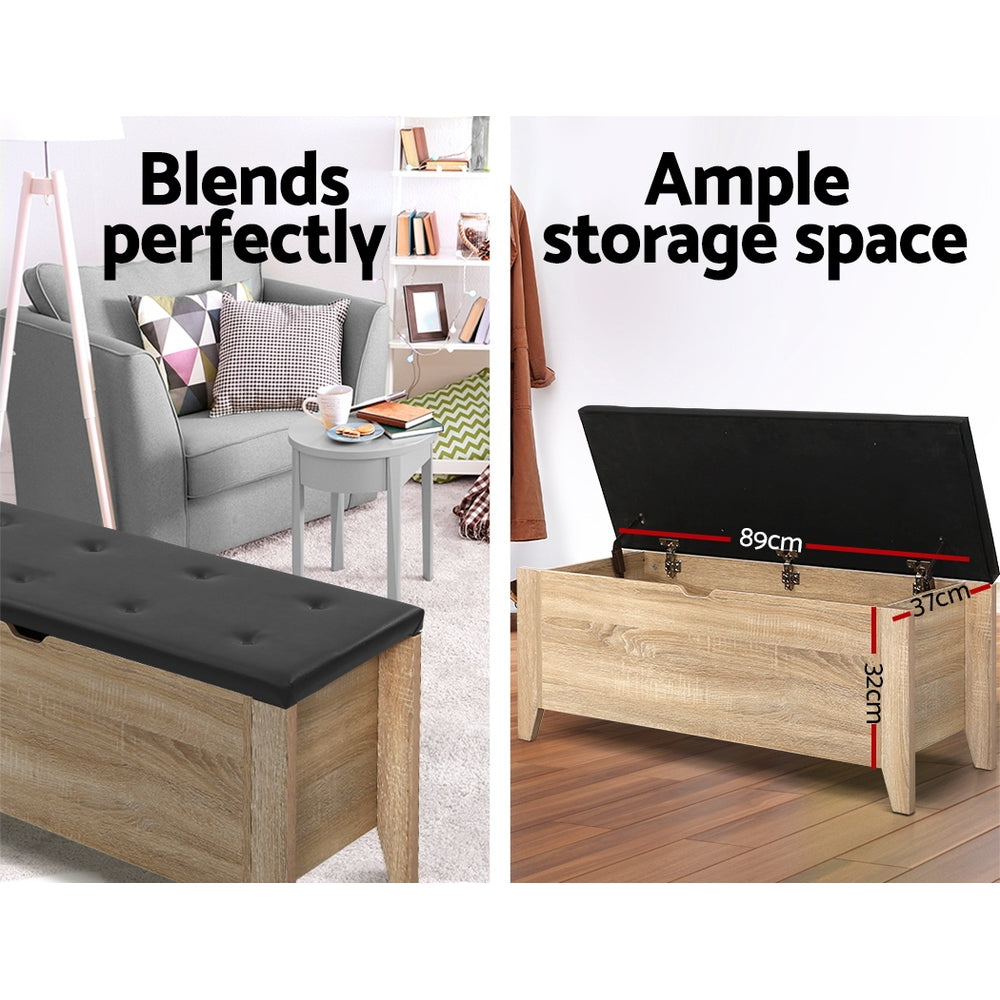 Valdran Storage Ottoman – Oak – 106 cm