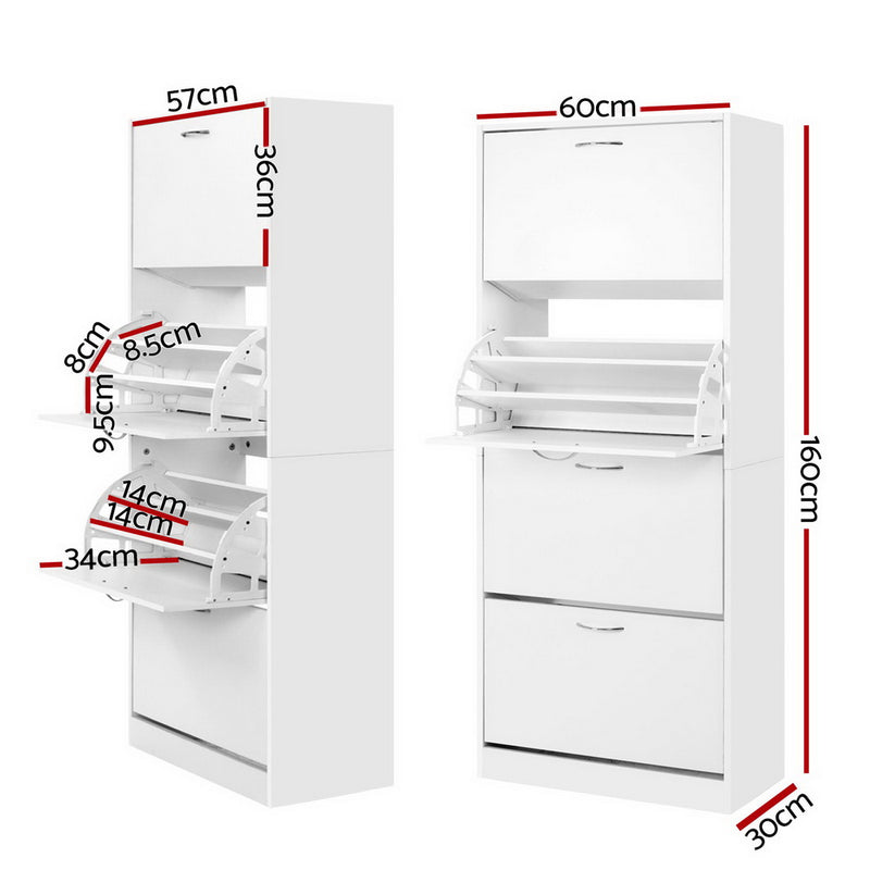 Extra Large Shoe Cabinet Storage Organiser - White