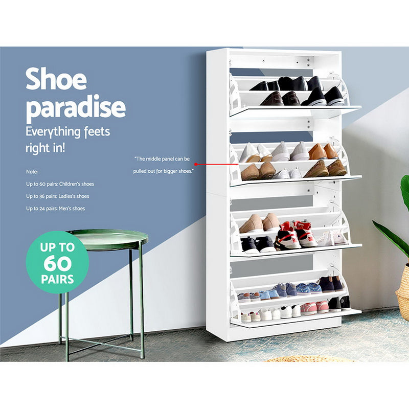 Mirror Shoe Cabinet Storage Organiser