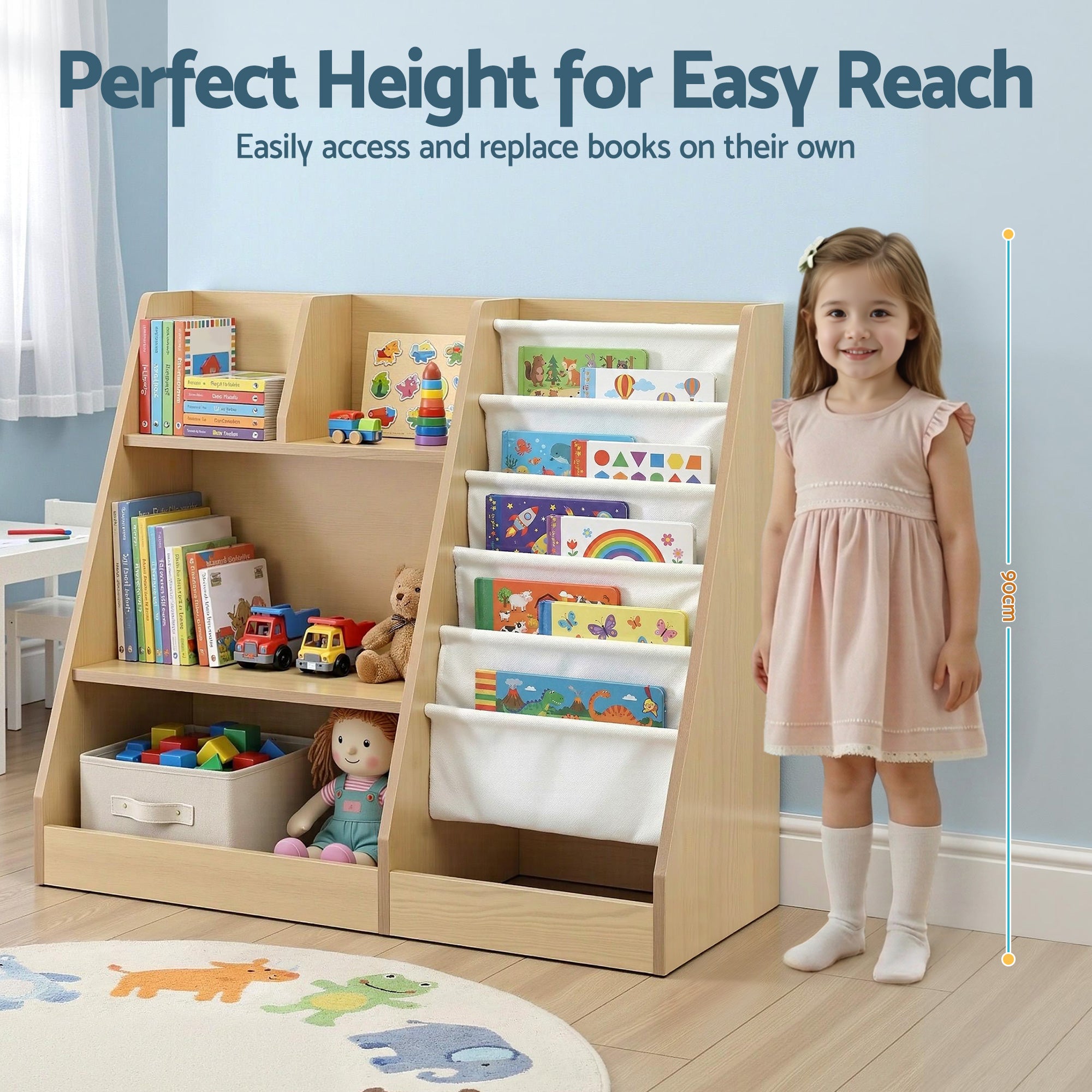 Hazel Kids Bookshelf with Storage – Wood