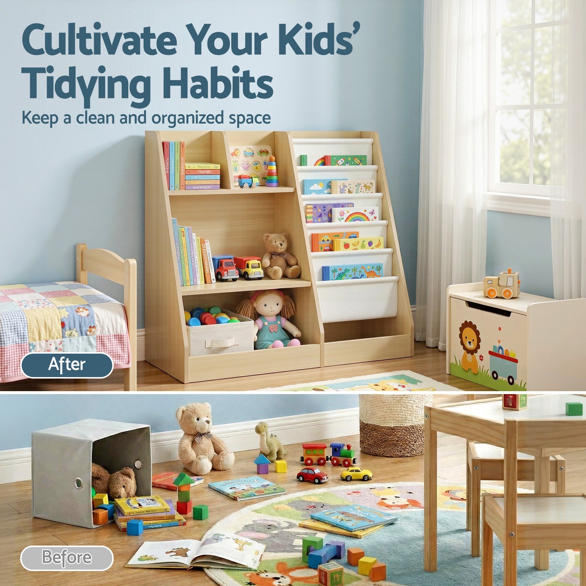 Hazel Kids Bookshelf with Storage – Wood