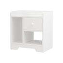 Bedside Table Drawer Nightstand Side End Table Storage Open Shelf White