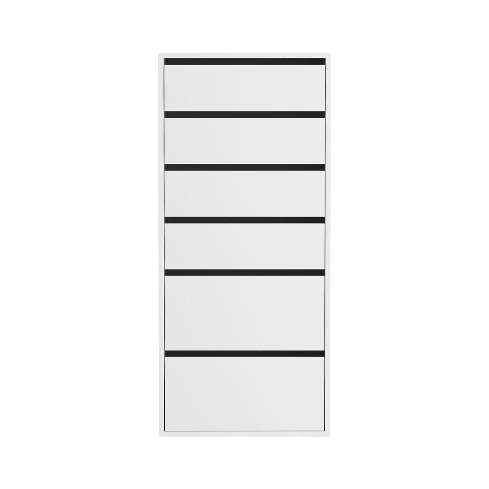 Nova 6 Drawer Tallboy – White – 113 cm