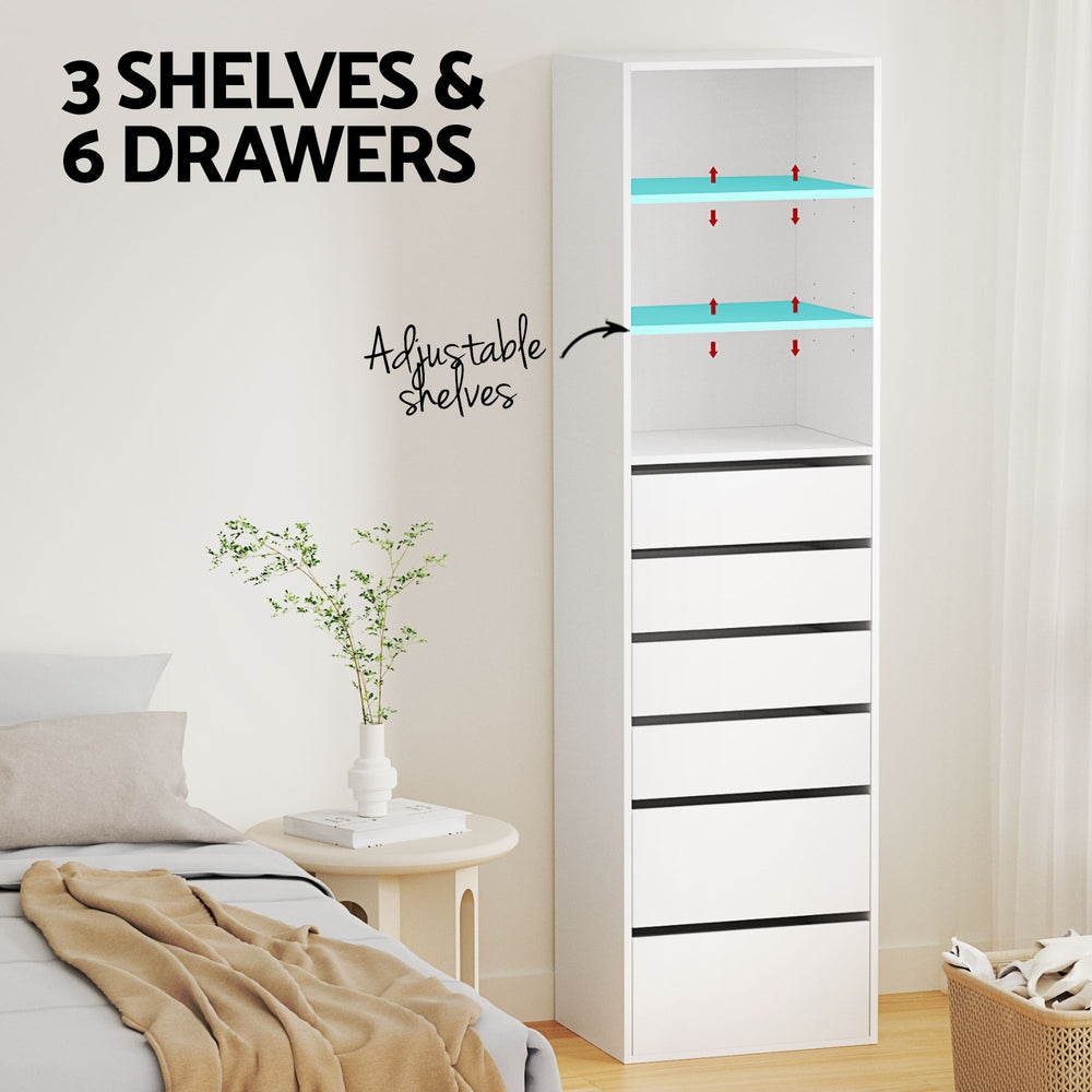 Rowan 6 Drawer Tallboy – White – Medium