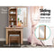 Dressing Table Stool Set with Sliding Mirror - Oak