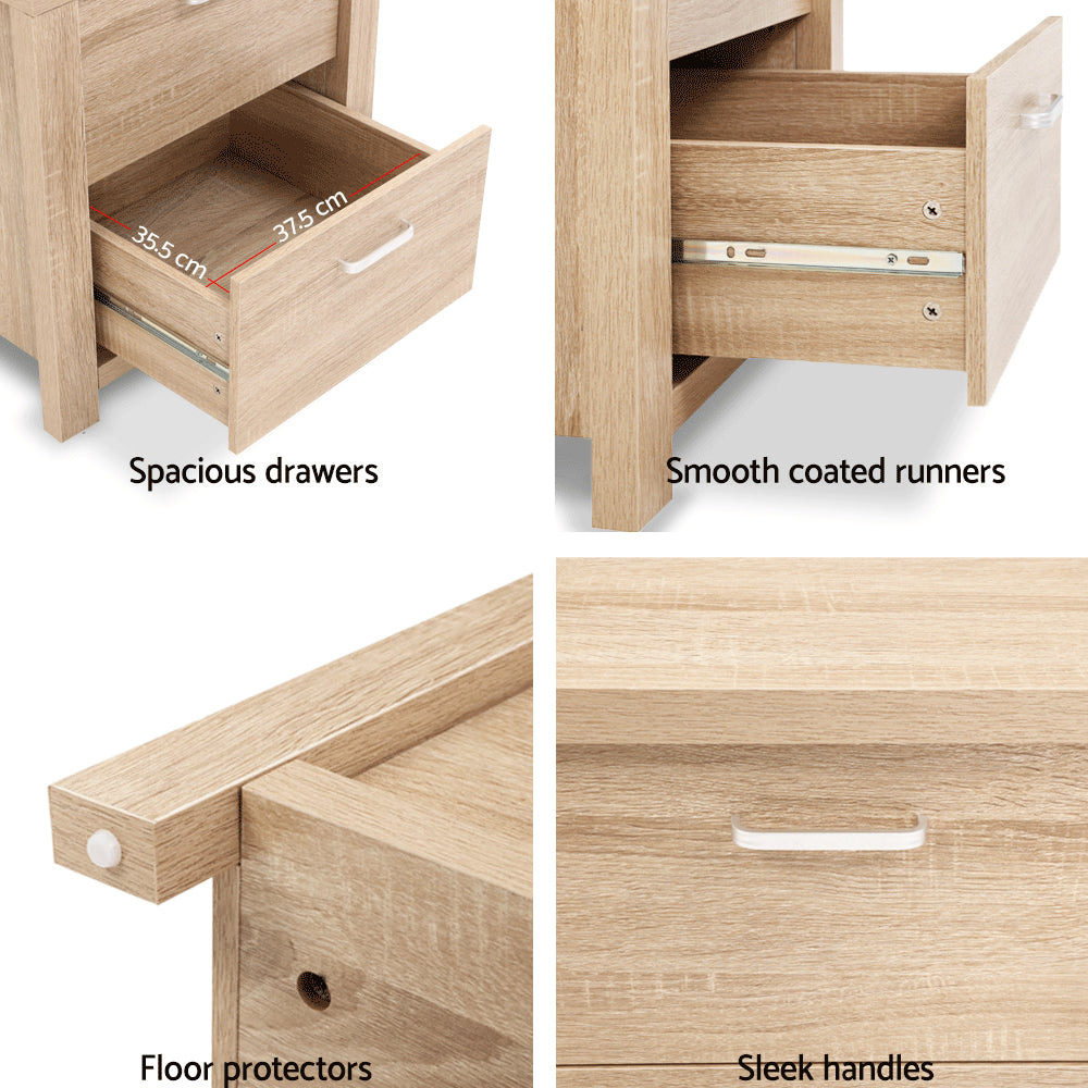 Harden Bedside Table – Beige – 2 Drawers