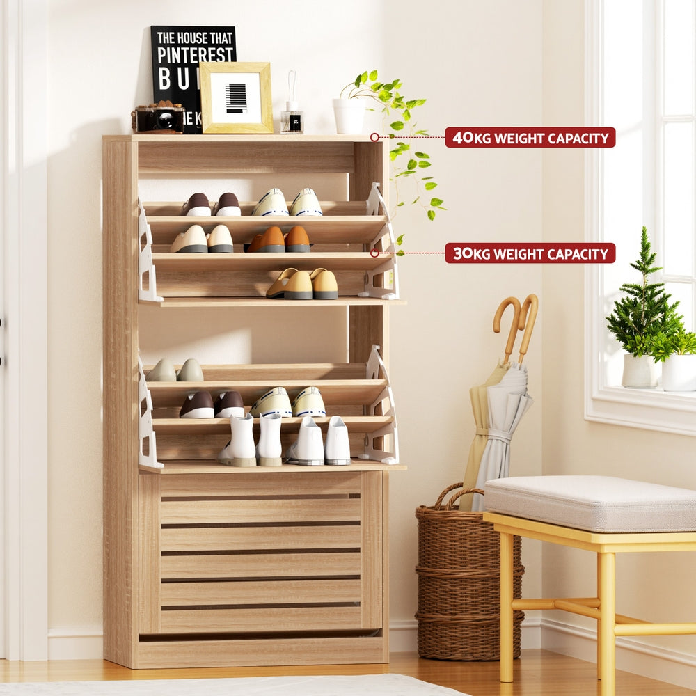Harlow 3-Drawer Shoe Cabinet – Pine – 45 Pairs