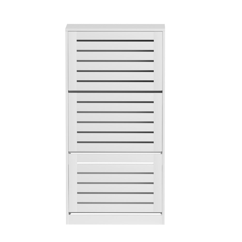 Callan 3-Drawer Shoe Cabinet – White – 45 Pairs