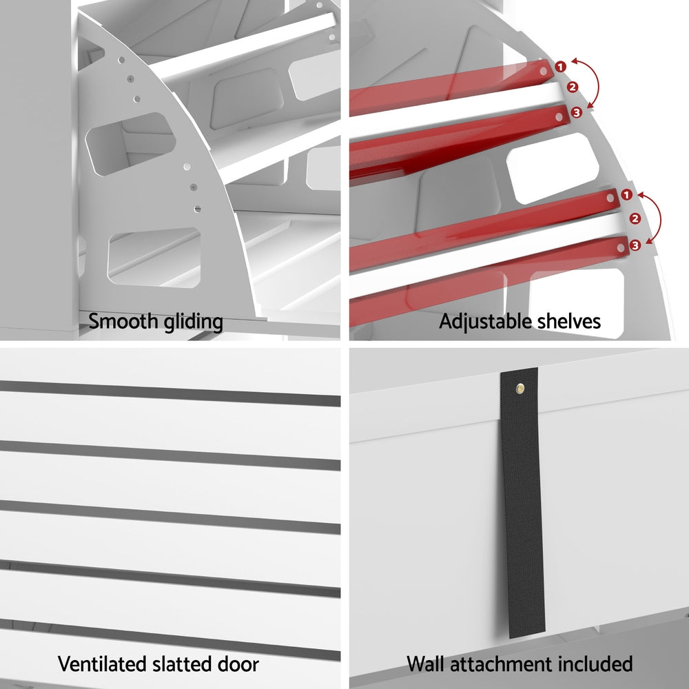 Callan 3-Drawer Shoe Cabinet – White – 45 Pairs