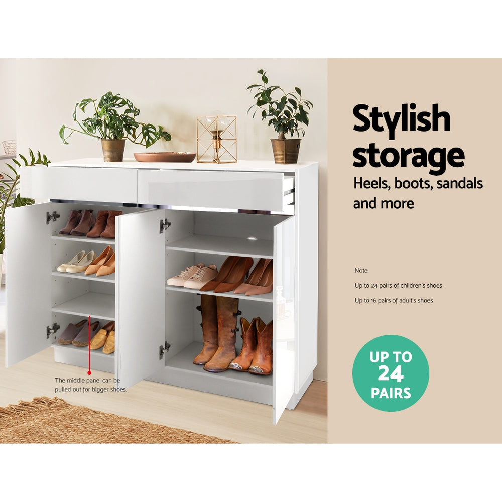 Lydia Shoe Cabinet – White – 120 cm