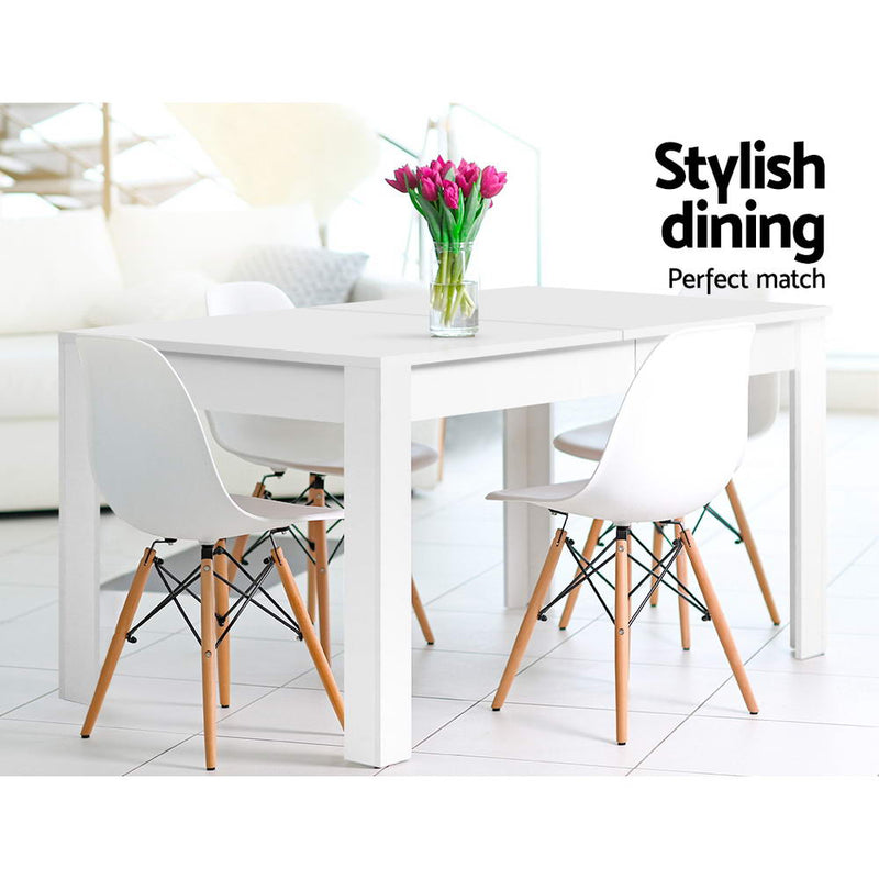 4 Seater Dining Table - White Natural