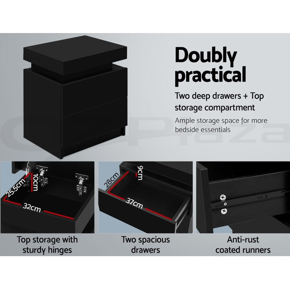 Linden Bedside Tables – Black – Set of 2