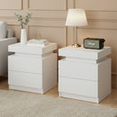 Atlas 2X Bedside Table 2 Drawers Lift - up Storage White