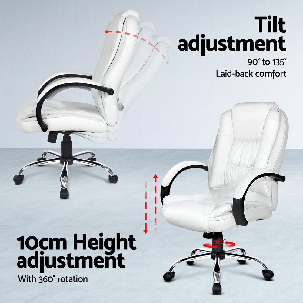 Callan Computer Desk & Executive Chair Set – White – 120 cm