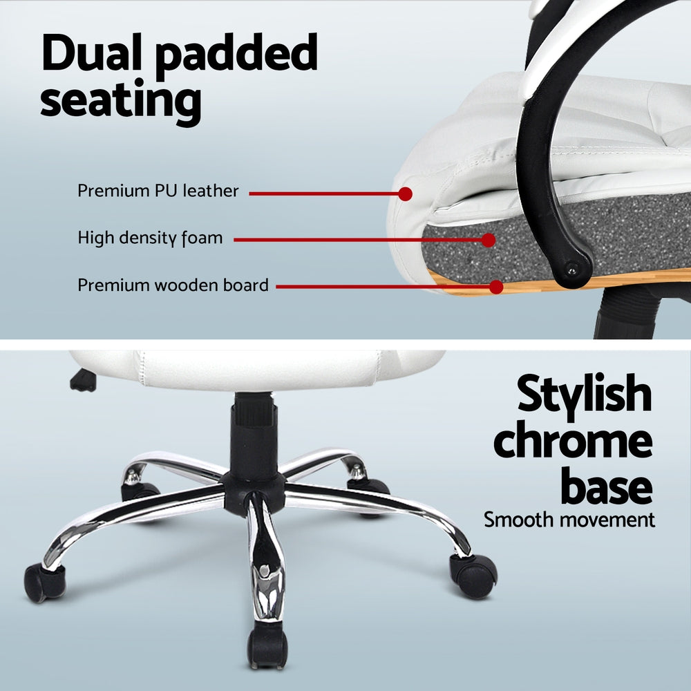 Callan Computer Desk & Executive Chair Set – White – 120 cm