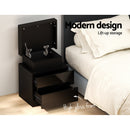 2 Drawer LED Bedside Table - Black