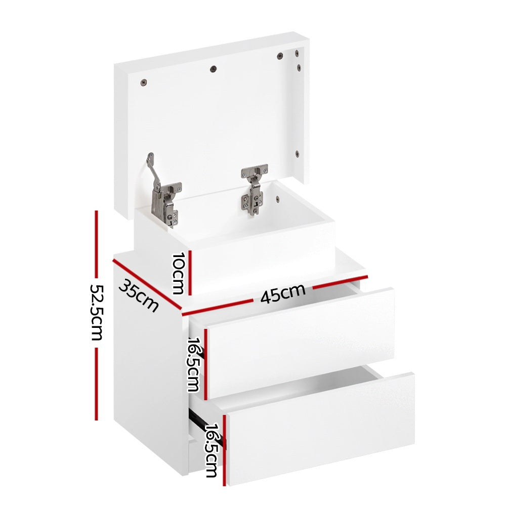 Linden LED Bedside Tables – White – Set of 2
