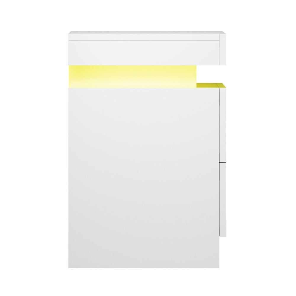 Linden LED Bedside Tables – White – Set of 2