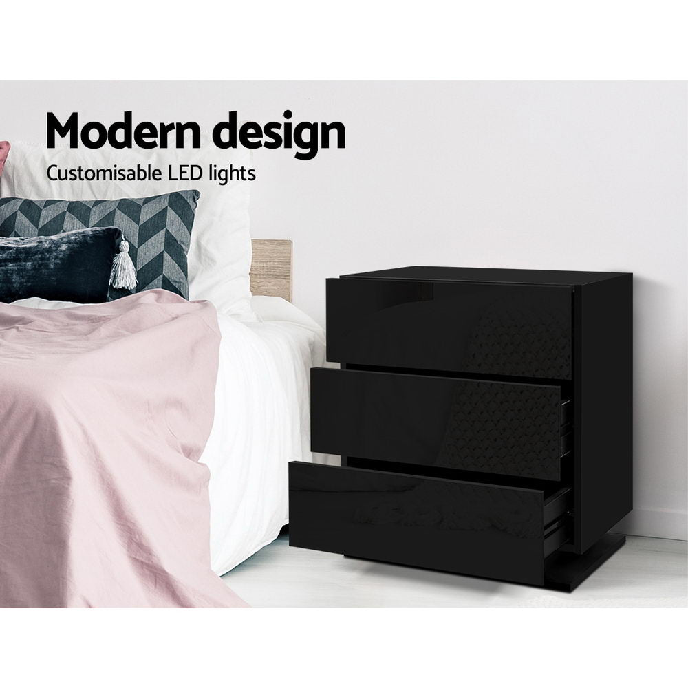 Mori LED Bedside Table – Black – 60 cm