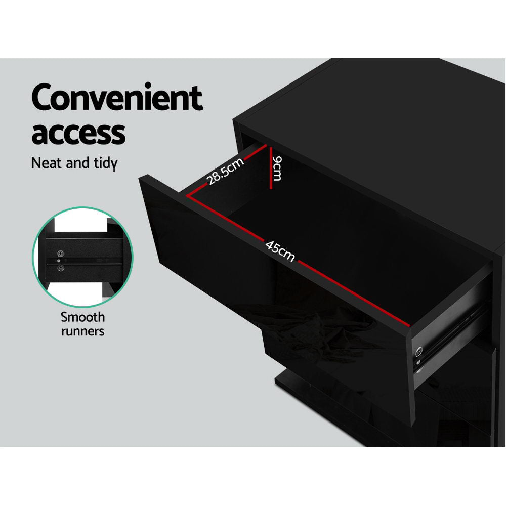 Mori LED Bedside Table – Black – 60 cm