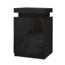 Artiss Bedside Table LED 3 Drawers - COLEY Black