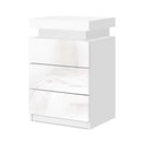 Bedside Table LED 3 Drawers - COLEY White