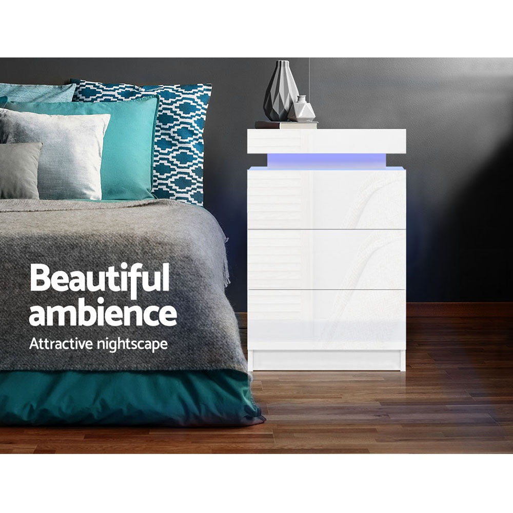 Led Bed Table Nova LED Bedside Tables – White – Set of 2 | AusDecor
