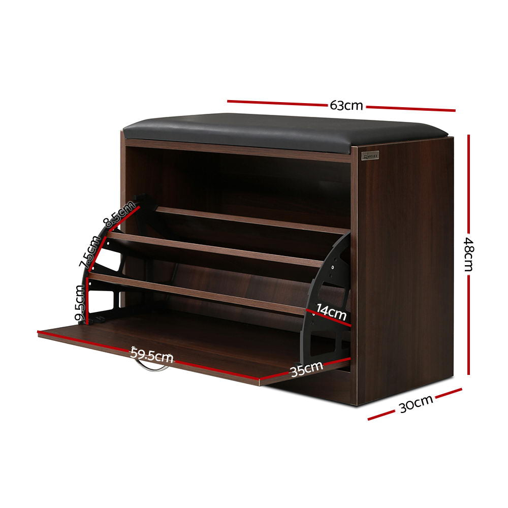 Valencia Shoe Storage Bench – Brown – 15 Pair Capacity