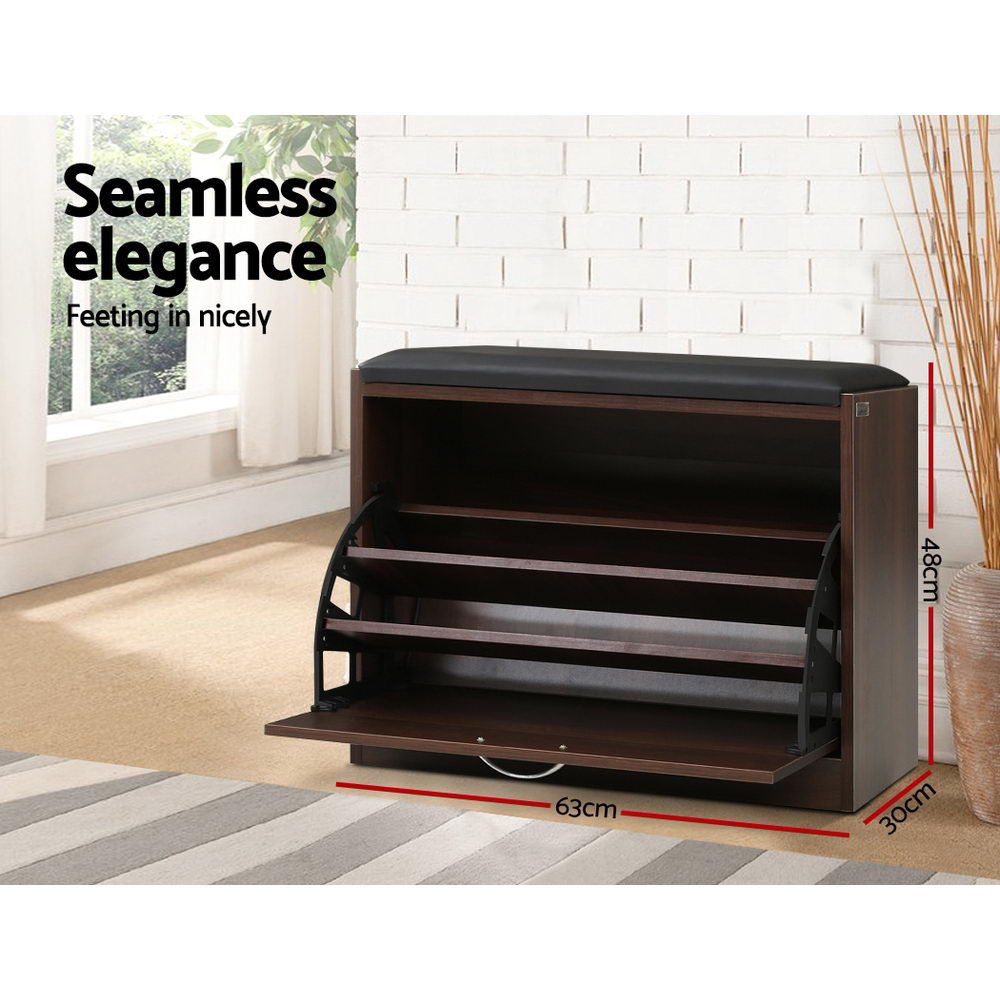 Valencia Shoe Storage Bench – Brown – 15 Pair Capacity