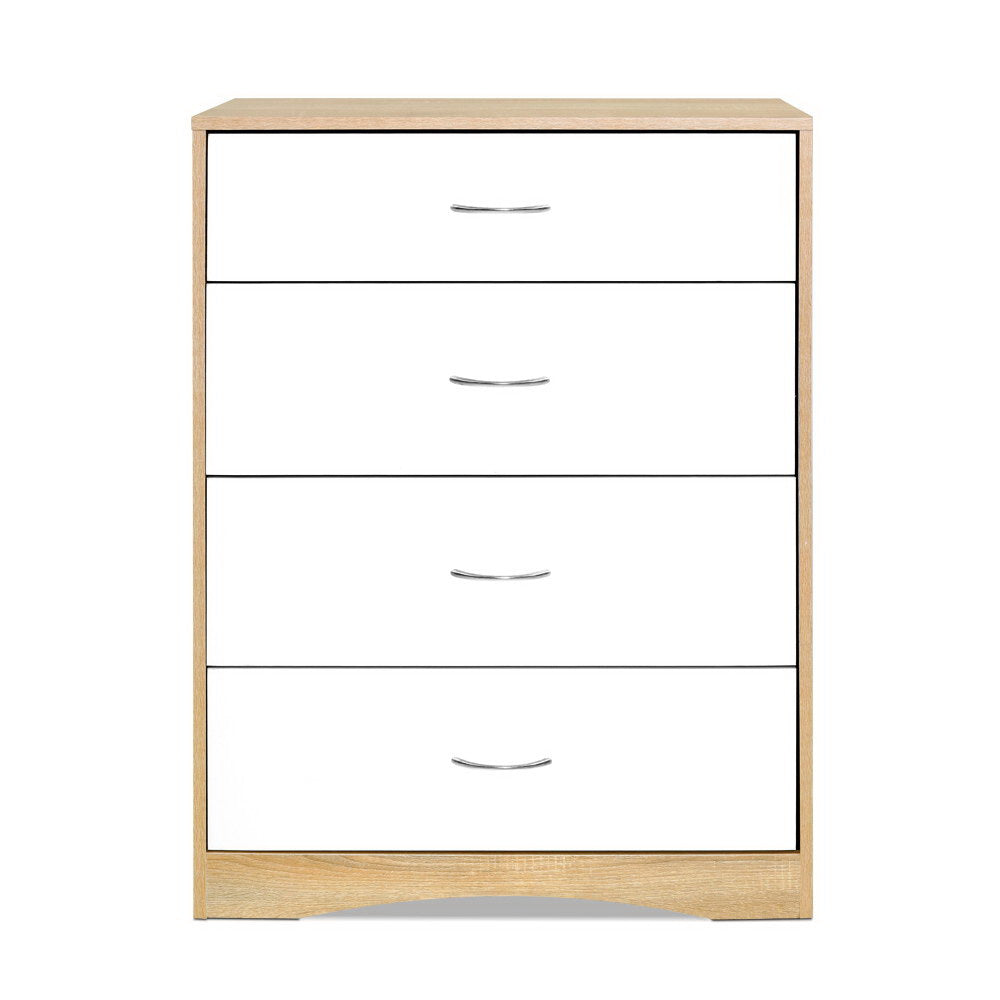 Ashton Chest of Drawers – White & Oak – 4 Drawer