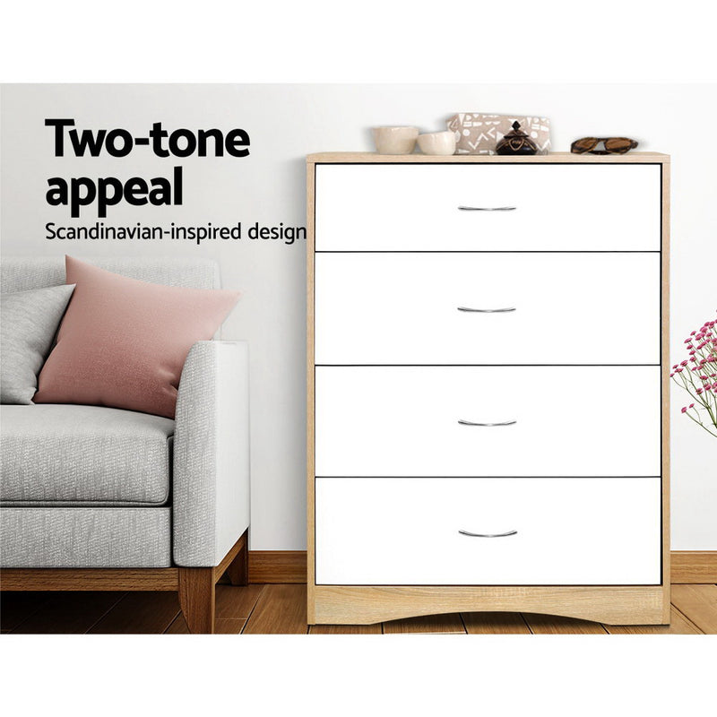 4 Chest of Drawers - White & Oak