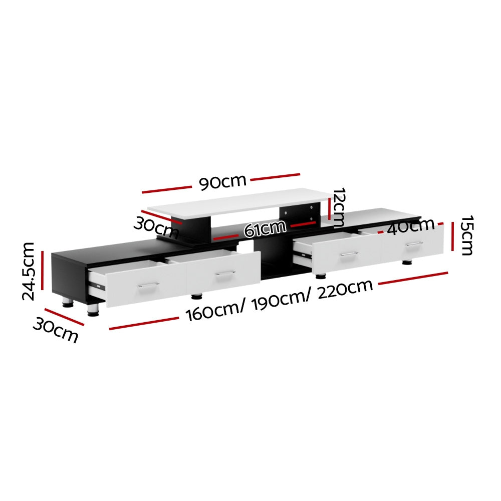 Arlo TV Entertainment Unit – Black & White – 160-220 cm