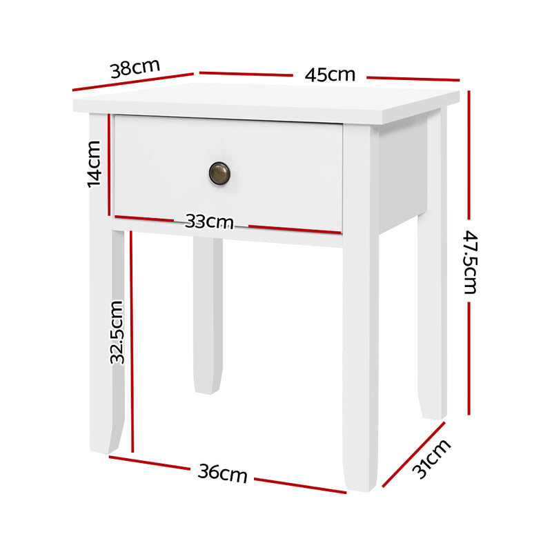 1 Drawer Bedside Table - White