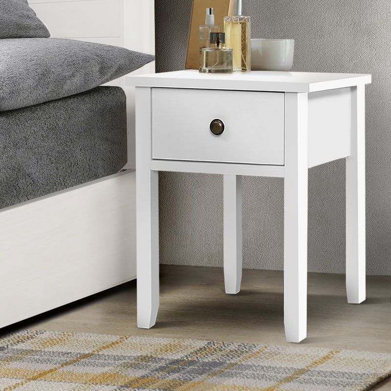 1 Drawer Bedside Table - White