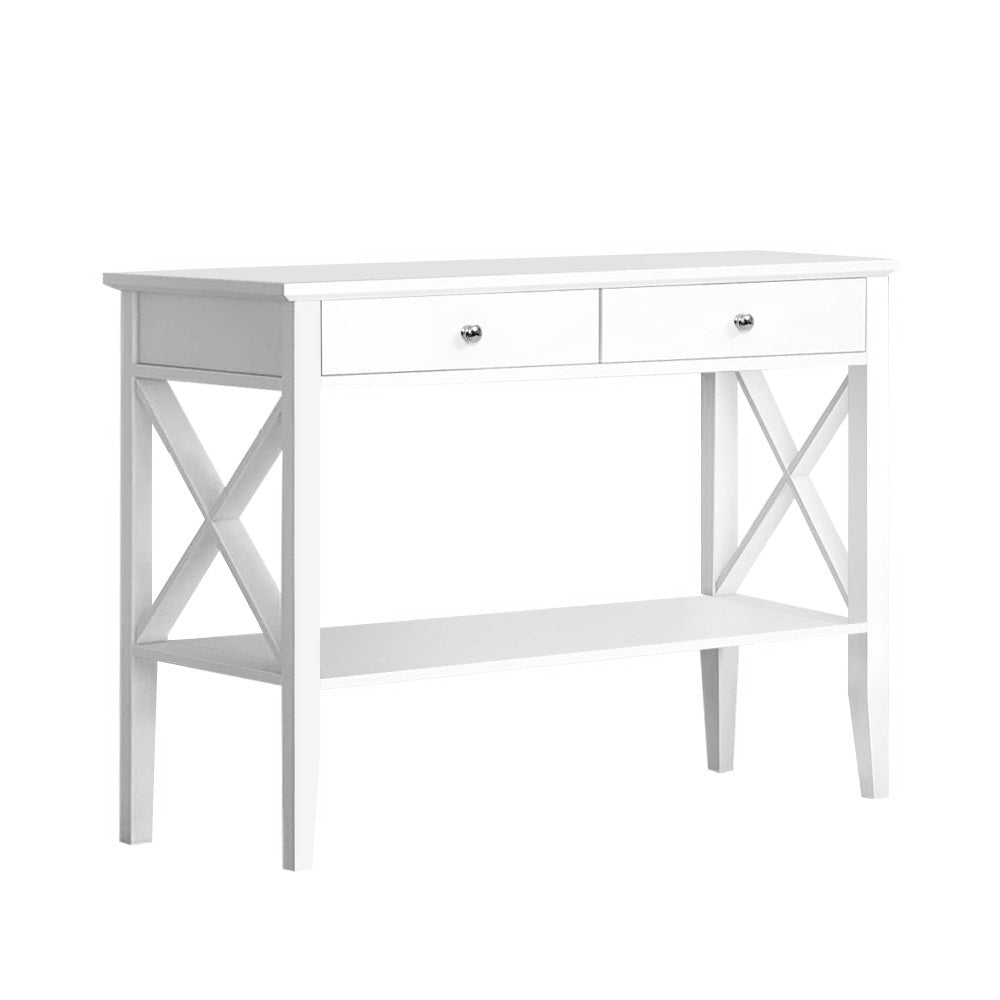 Chloe Console Table with 2 Drawers – White – 100 cm